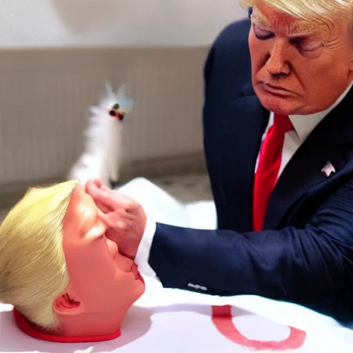 Image similar to donald trump giving cpr to a kitten