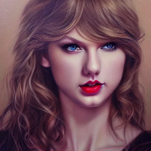 Image similar to pencil art, detailed portrait of taylor swift, intricate,, oil painting, by yoshitaka amano, cinematic lighting