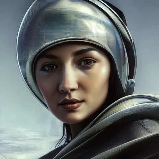 Image similar to A close up futuristic portrait on the street of a Russian sleeping quarters on the moon, Norilsk, sci-fi, fantasy, intricate, very very beautiful, elegant, highly detailed, digital painting, artstation, concept art, smooth, sharp focus, illustration, art by artgerm and greg rutkowski and alphonse mucha