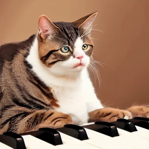 Image similar to stock footage, cat playing piano