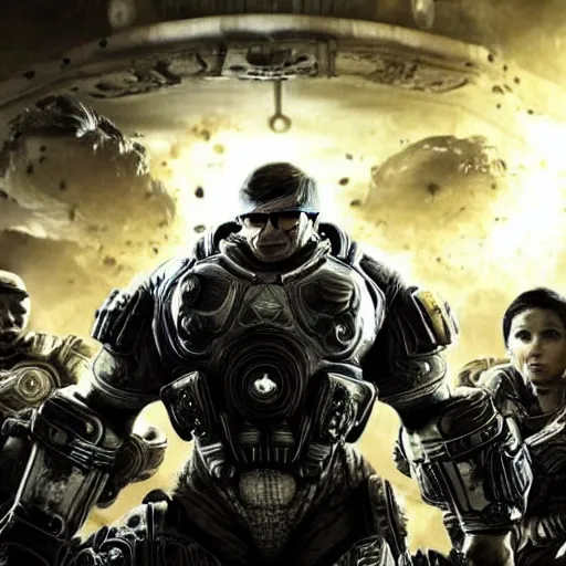 Prompt: Steven Hawking in Gears of War