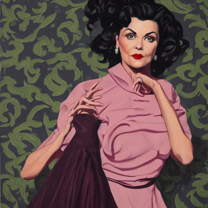 Prompt: a portrait of sherilyn fenn, dramatic, fantastic, dreamy, by kehinde wiley, by amy sherald