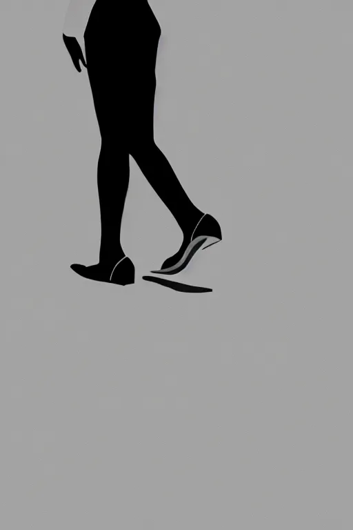 Prompt: minimal movie poster, woman with different colored shoes, dramatic