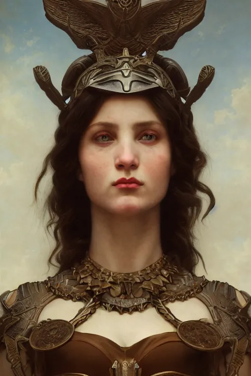 Image similar to Mystical Valkyrie, Portrait of a beautiful female Reptilian warrior, Regal, Realistic, Refined, Detailed Digital Art, Oil Painting, William-Adolphe Bouguereau, Art Frahm, Esao Andrews, Steampunk, Walt Disney (1937), Highly Detailed, Cinematic Lighting, Unreal Engine, 8k, HD