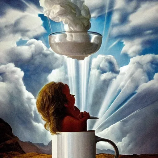 Image similar to milk jug god, in the clouds, godly, divine, beautiful