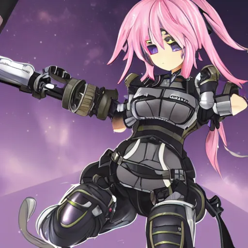 Image similar to astolfo in jetstream sam's exosuit