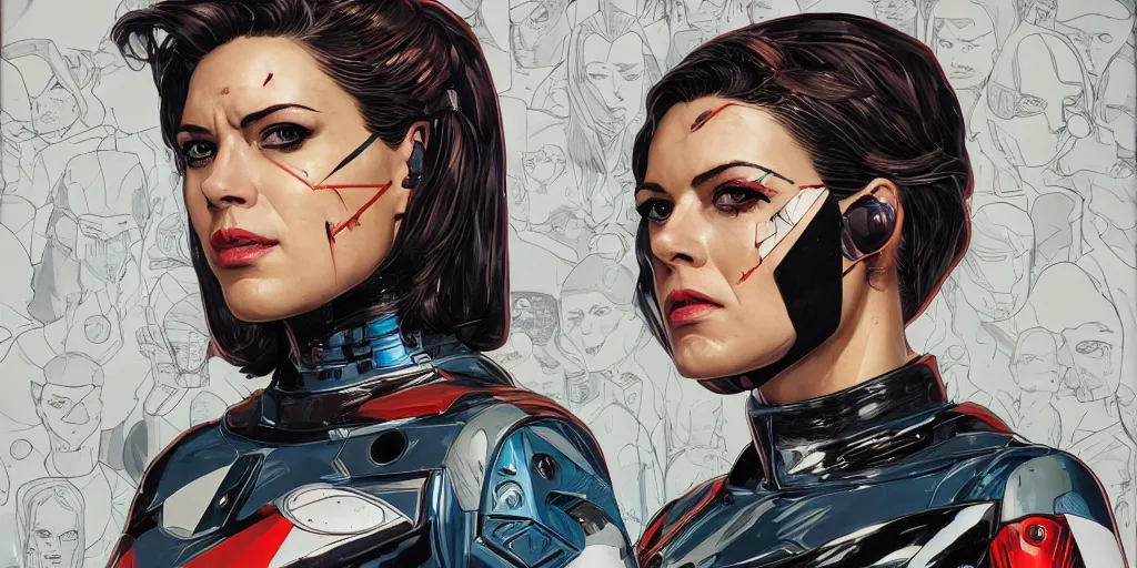 Image similar to a portrait of a female android, by MARVEL comics and Sandra Chevrier, 4k