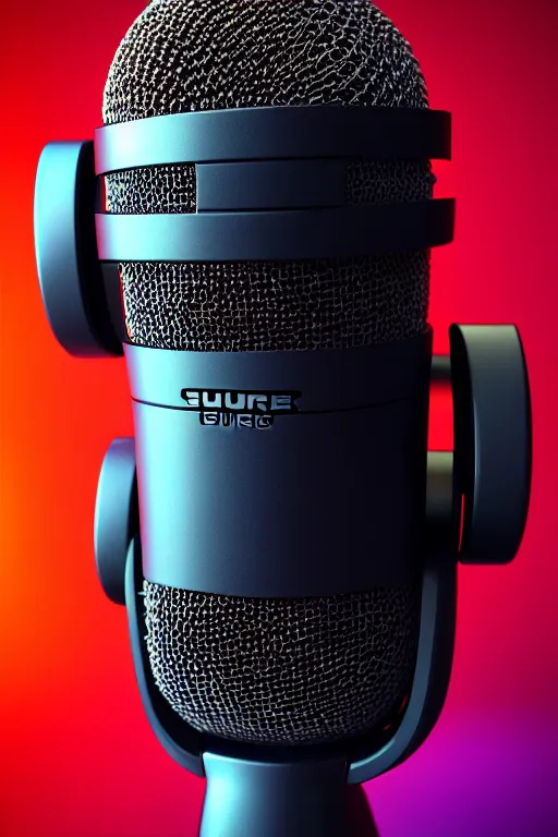 Image similar to high quality 3 d render shure 5 5 s microphone & very cute cyborg crow!, cyberpunk highly detailed, unreal engine cinematic smooth, in the style of blade runner & detective pikachu, hannah yata charlie immer, moody light, low angle, uhd 8 k, sharp focus