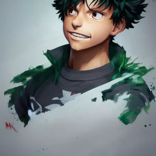 Image similar to Hyper realistic Izuku Midoriya, Greg Rutkowski