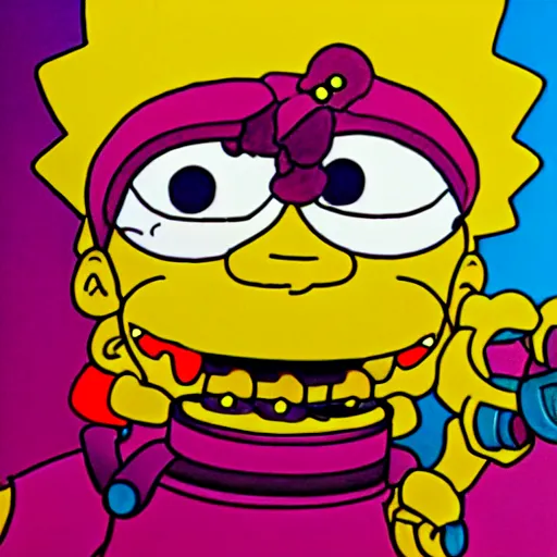 Prompt: Lisa Simpson wearing braces, The Simpsons