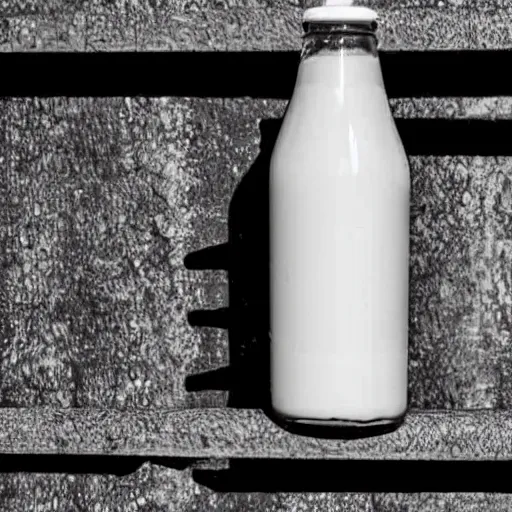 Prompt: bottle of milk inside a jail