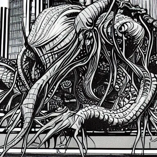 Prompt: cthulhu awakening modern tokyo