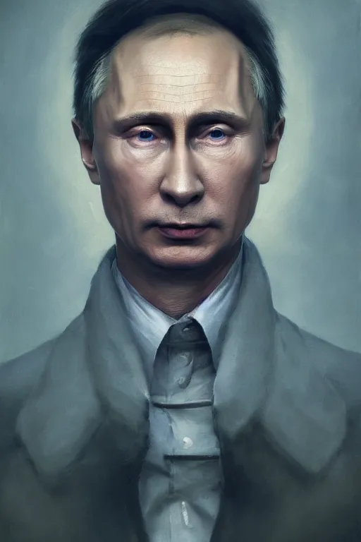 Image similar to a portrait of a vladimir putin illustrated by miyazaki by karol bak, james jean, tom bagshaw, rococo, sharp focus, trending on artstation, cinematic lighting, hyper realism, octane render, 8 k, hyper detailed, vivid, ultra detailed, highly detailed