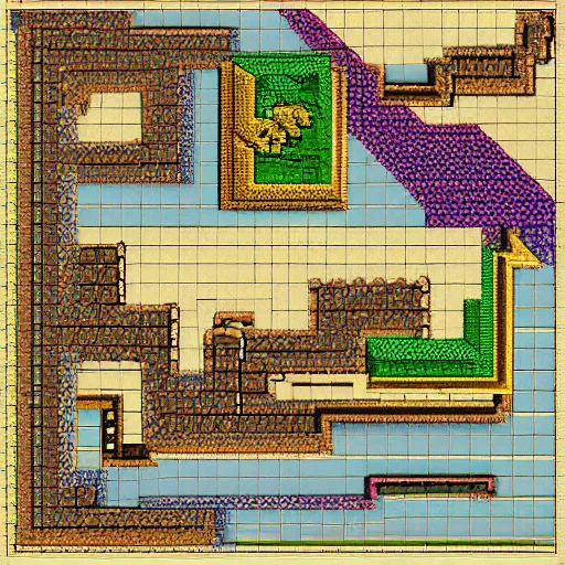 Prompt: isometric map, dungeon, hero quest