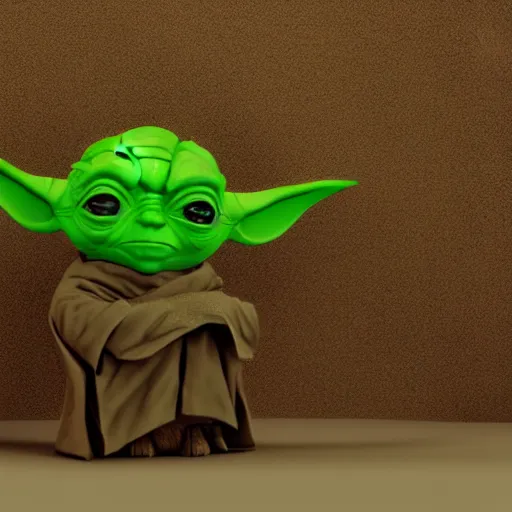 Image similar to yoda sitting on a toilet, octane render