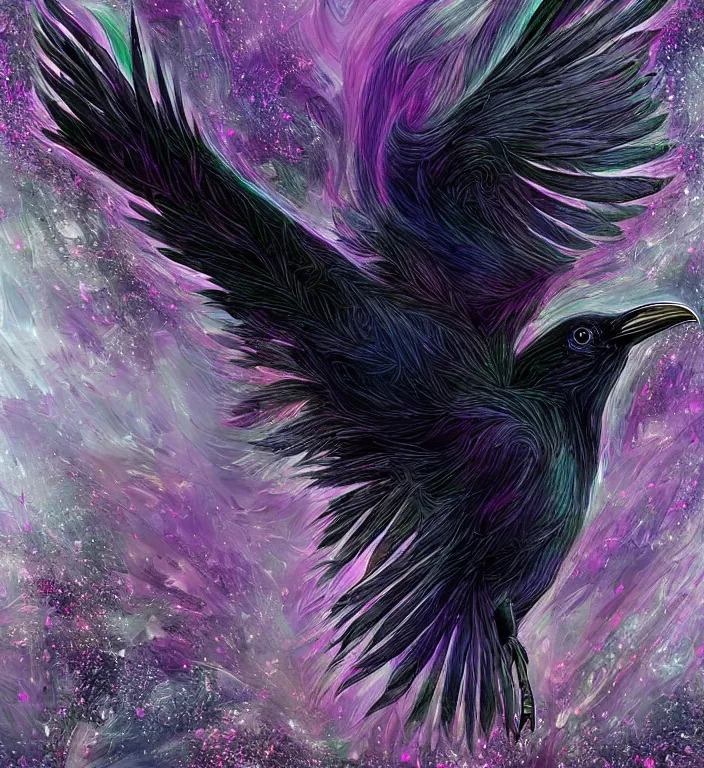 Image similar to artistic form coming into being as two elements are successfully fused, epic professional digital art, extreme detail, wow, wow, wow., raven bird.