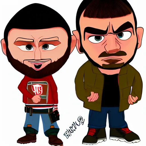 Prompt: niko and roman bellic from gta iv in disney pixar style