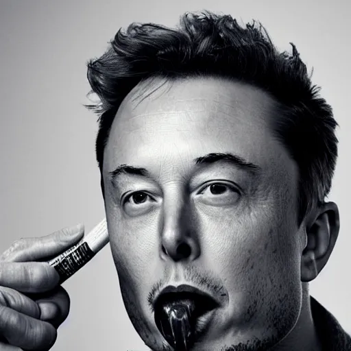 Prompt: Elon Musk eating crayons