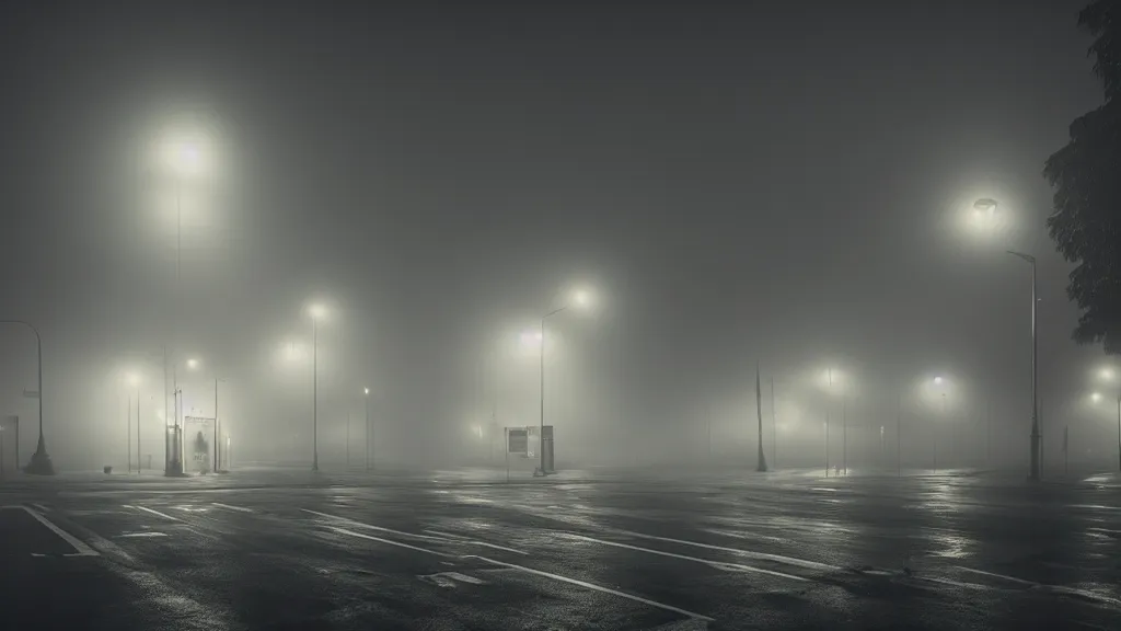 Image similar to photograph of a foggy latin american city at night by henri prestes, 4 k resolution