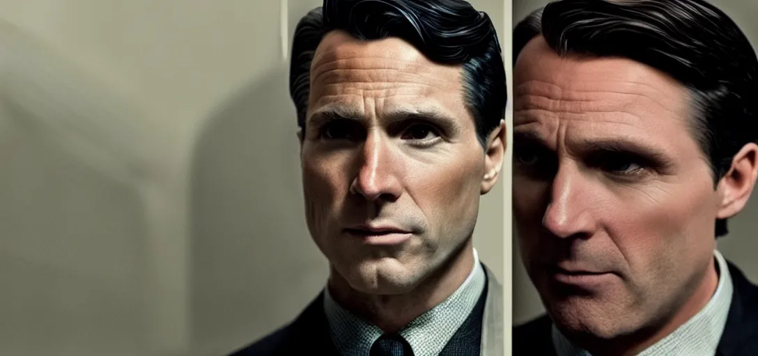 Image similar to a very high resolution image from a new movie. bruce wayne potrait. photorealistic, photography, directed by wes anderson