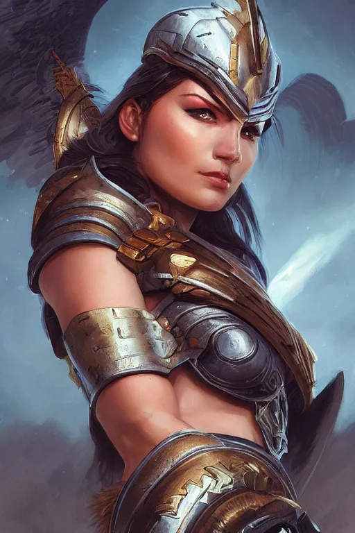 Image similar to amazon valkyrie athena, d & d, fantasy, portrait, highly detailed, headshot, digital painting, trending on artstation, concept art, sharp focus, illustration, art by artgerm and greg rutkowski and magali villeneuve