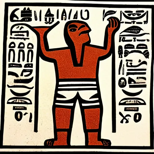 Image similar to The Kool-Aid Man in Egyptian Hyroglyphics