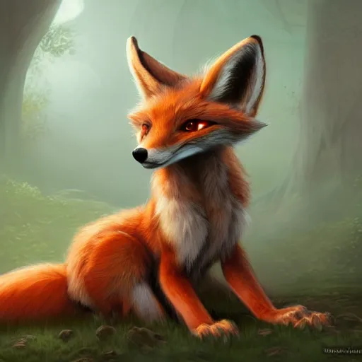 Image similar to award - winning extremely detailed fantasy art of a cute female anthro fox with big eyes, 4 k