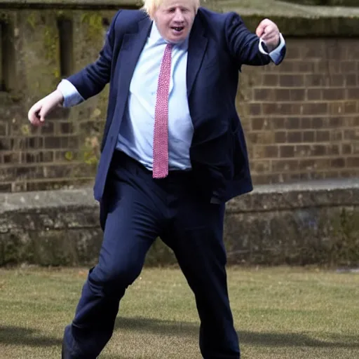 Image similar to boris johnson firing an uzi