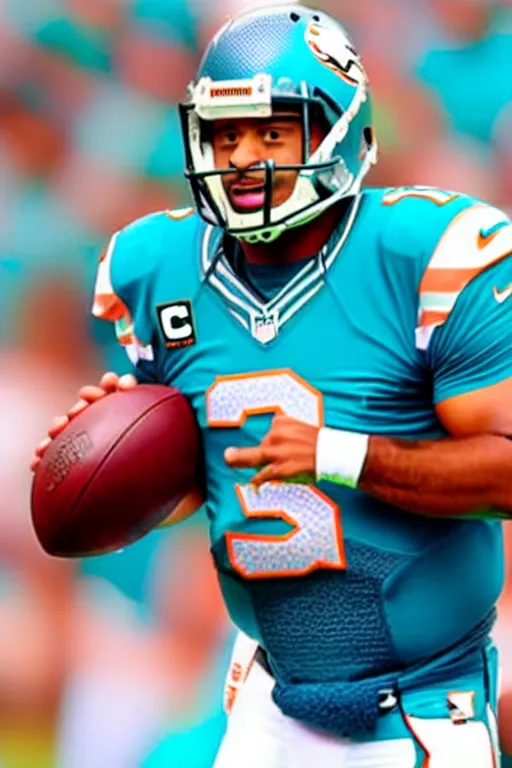 Image similar to russell wilson in a miami dolphins uniform