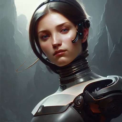 Prompt: portrait of a cyborg female, symetrical, fantasy, intricate, elegant, rim light, highly detailed, digital painting, artstation, concept art, matte, sharp focus, illustration, art by artgerm and greg rutkowski and william - adolphe bouguereau