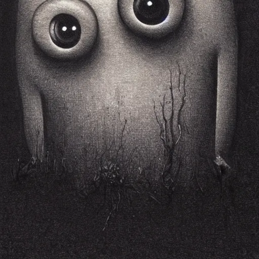 Prompt: a minion drawn by Beksinski