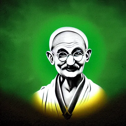 Image similar to Gandhi ji with tricolor in the space , digital art , glow effect ,