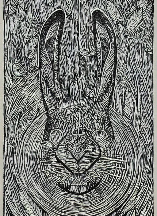 Image similar to rabbit woodcut print by Samuel Jessurun de Mesquita