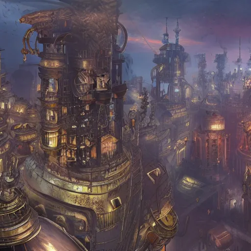 Image similar to A huge steampunk city. 8k.