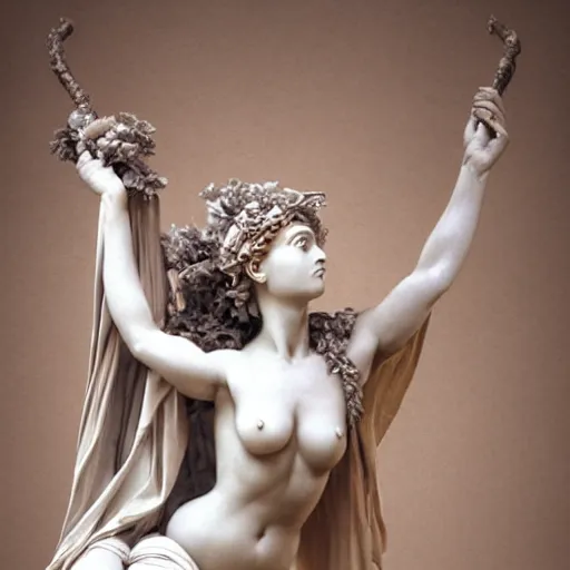 Image similar to sculpture of persephone, goddess of the underworld, made by michelangelo, art station, concept art