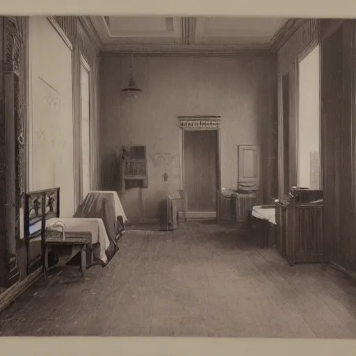 Image similar to victorian era clinic interior with beds and screens, clean, matte painting, 19th century, oil painting