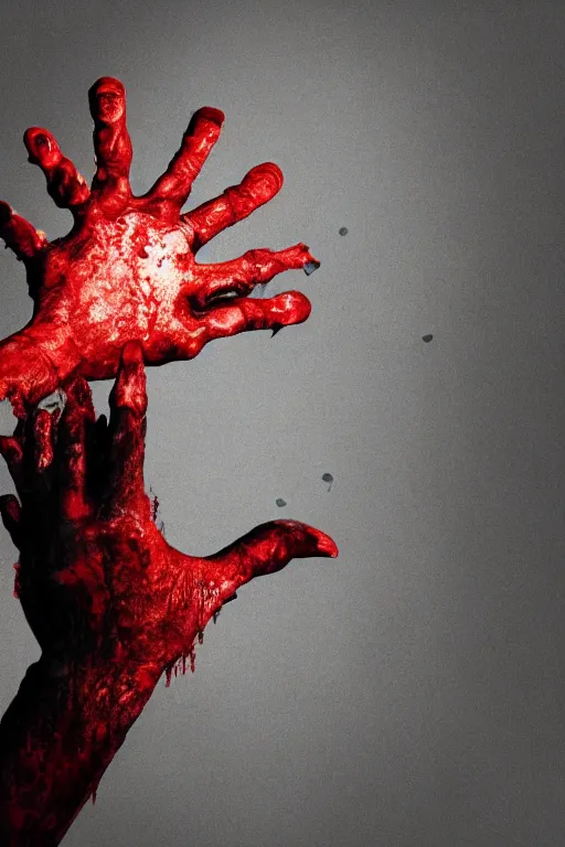 Image similar to bloody hand reaching out from toilet, 3d Guillermo del Toro, dramatic lighting, dark horror, 4k, uhd
