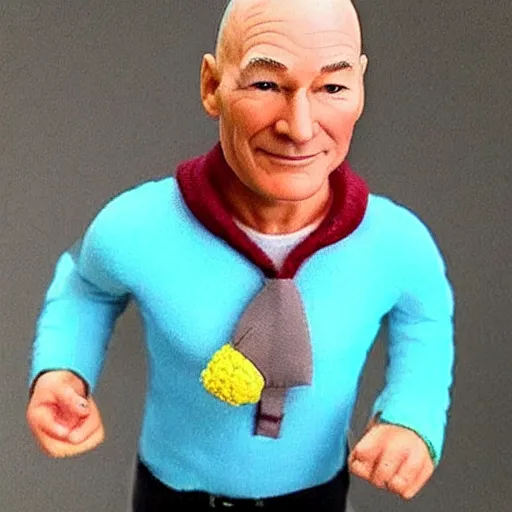 Image similar to patrick stewart in a banana costume as a figurine