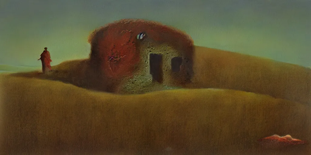 Image similar to cinematic oil painting, zdzislaw beksinski