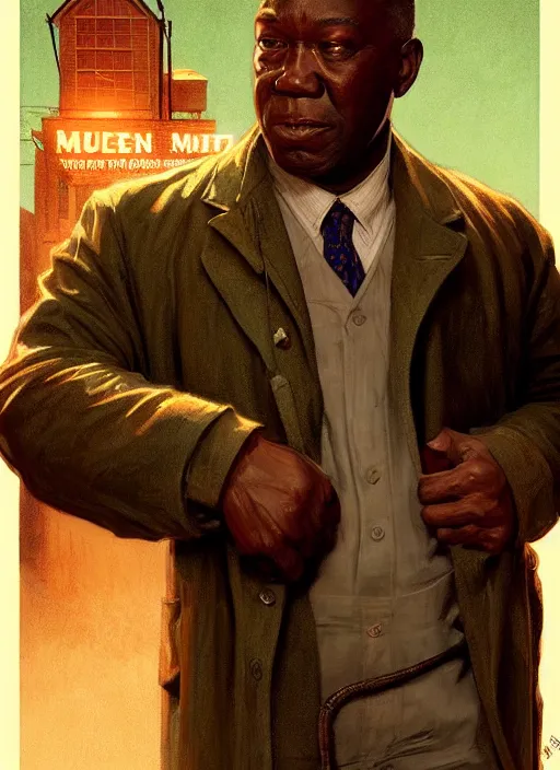 Image similar to george floyd in the green mile, highly detailed, digital painting, artstation, concept art, matte, sharp focus, illustration, true anatomy, art by artgerm and greg rutkowski and alphonse mucha