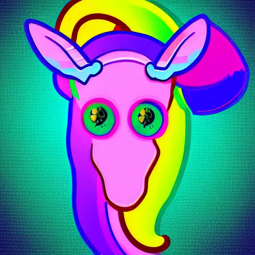 Image similar to Rainbow Robot Unicorn profile picture for social media sites. Limited palette, crisp vector lines