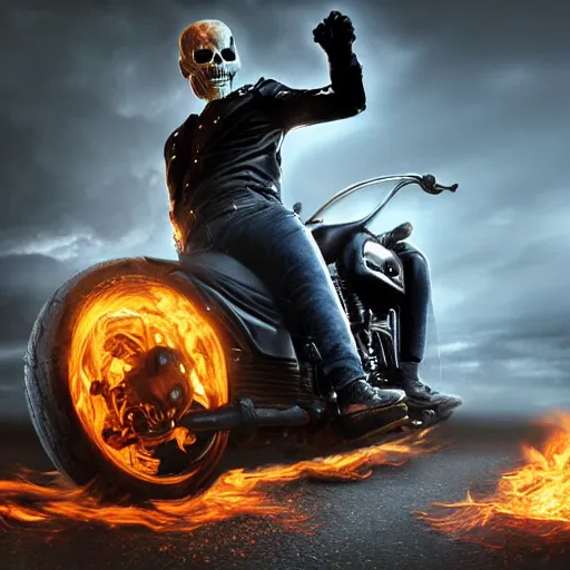 Image similar to ghost rider. Photorealistic.