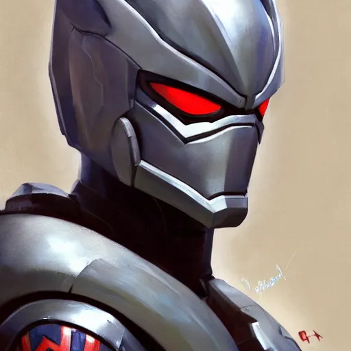 Image similar to greg manchess portrait painting of armored spiderman ultraman grey fox from metal gear cyborg gay japanese - american hybrid as overwatch character, medium shot, asymmetrical, profile picture, organic painting, sunny day, matte painting, bold shapes, hard edges, street art, trending on artstation, by huang guangjian and ail elvgren and sachin teng