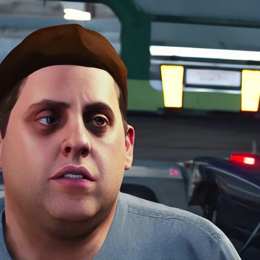 Image similar to jonah hill as lester gta 5, 4k, video game,