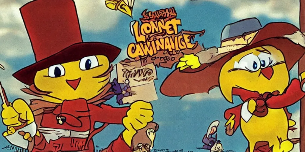 Image similar to saturday morning cartoon shot of an owl dressed as the lone ranger, style of garfield and friends, 199a0s