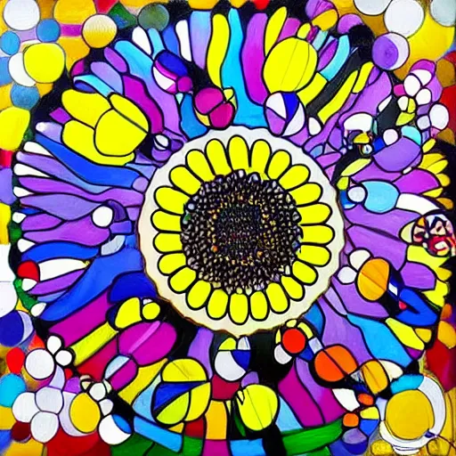 Prompt: sunflower art in the style of takashi murakami