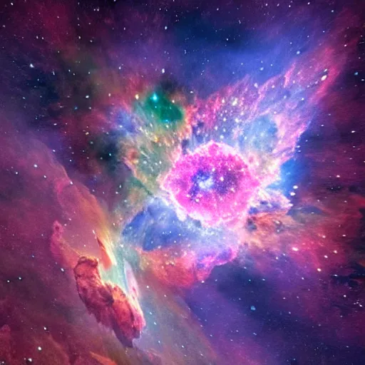 Prompt: a beautiful and intricate The Omega Nebula an example of an emission nebula is widely spreaded in the galaxy in a style of Carl Larsson, , misty neon lights, cinematic lighting, vibrant nature, volumetric light, render, low angle camera, detailed shading, vray octane, redshift. micro details, dramatic lighting, volumetric lighting, 8k Hyper detailed, 8K3d, Trending on Artstation. rendered in cinema4d, Hyper realism.