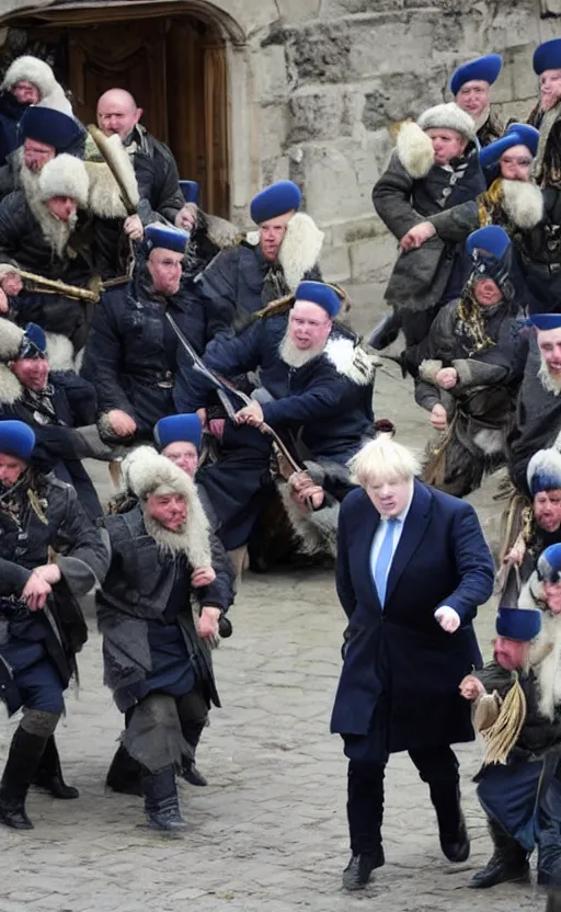 Prompt: boris johnson as authentic ukrainian cossack