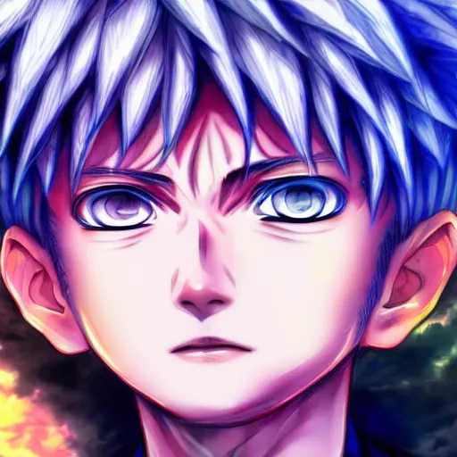 Image similar to killua zoldyck in rossdraws art, with thunderstorms, 8 k, bright colors, detailed face, details, sharp smooth, aykut aydogdu