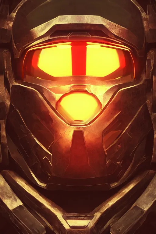 Image similar to robot ninja mask helmet halo master chief radiating a glowing aura global illumination ray tracing hdr fanart arstation by ian pesty and katarzyna da „ bek - chmiel